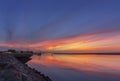 Dawn seascape view of Olhao Marina, waterfront to Ria Formosa. Algarve