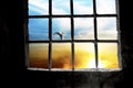 Dawn seen through prison window