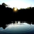 Circular waves in lake while sunrise