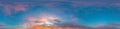 Dawn sky panorama with Stratocumulus clouds in Seamless spherical equirectangular format as full zenith for use in 3D graphics,