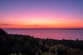 Dawn of the sun over the Dnieper River. Ukraine. Sunrise on the horizon. The sun over the sea.