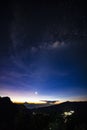Dawn time with star on sky above Royalty Free Stock Photo