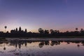 Dawn view of ancient temple complex Angkor Wat and lake reflection, Siem Reap, Cambodia Royalty Free Stock Photo