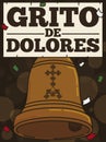 Bell Announcing the `Cry of Dolores` in Mexican Independence Day, Vector Illustration