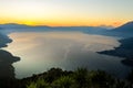 Dawn views of Lake Atitlan and plants from the heights of Indian Nose