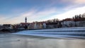 Dawn at the weir at river Lech in Landsberg