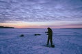 Dawn on winter fishing Royalty Free Stock Photo