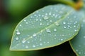 Dawns jewel Water droplets on a eucalyptus leaf in mornings embrace Royalty Free Stock Photo