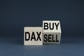 Dax buy or sell. The cubes form the words Dax buy or sell