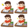 The daily day for boy student doing homework. Royalty Free Stock Photo