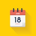 Day calendar with date June 18, 2017. Vector illustration