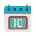 Day calendar with 10st date flat icon. can be used for website, ui and mobile app
