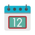 Day calendar with 12st date flat icon. can be used for website, ui and mobile app