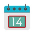 Day calendar with 14st date flat icon. can be used for website, ui and mobile app