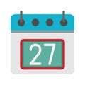 Day calendar with 27st date flat icon. can be used for website, ui and mobile app