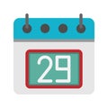 Day calendar with 29st date flat icon. can be used for website, ui and mobile app