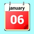 day on the calendar, vector image format, January 6