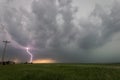 A severe thunderstorm over the Nebraska plains produces dangerous cloud to ground lightning Royalty Free Stock Photo