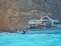 Day Cruise Boat at Navagio Beach, Zakynthos Greek Island, Greece