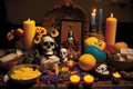 day of the dead altar, with offerings to guide and comfort the deceased