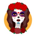 The day of the Dead. Beautiful girl with roses