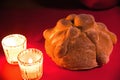 Bread and candles - Pan de muerto - Ofrenda Dia de muertos Royalty Free Stock Photo