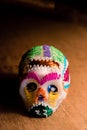 Sugar skull and candles - Calaverita - Ofrenda Dia de muertos Royalty Free Stock Photo