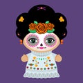 Day Of The Dead Classic Mexican Catrina Doll vector illustration. Royalty Free Stock Photo