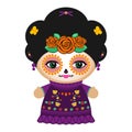 Day Of The Dead Classic Mexican Catrina Doll vector illustration. Royalty Free Stock Photo