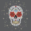 Day of The Dead colorful Skull with floral ornament