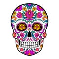 Day of The Dead colorful sugar skull. Hand-drawn sugar skull