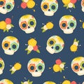 Day of the dead colorful vector pattern.