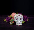 Day of the Dead Composition made with Mexican Sugar Skull Royalty Free Stock Photo