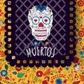 Day of the dead, Dia de los moertos, banner with colorful Mexican flowers.