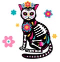 Day of the Dead, Dia de los muertos, animal skull and skeleton decorated with colorful Mexican elements and flowers