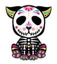 Day of the Dead, Dia de los muertos, animal skull and skeleton decorated with colorful Mexican elements and flowers