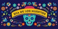 Day of the dead, Dia de los muertos background, banner and greeting card concept with sugar skull. Royalty Free Stock Photo