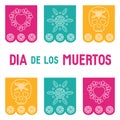 Day of the dead, Dia de los muertos background, square banner, greeting card.