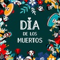 Day of Dead, Dia de los, muertos flat vector social media banner template