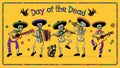 Day of the Dead Dia de los Muertos . The Skeleton Musicians. Mariachi Band.