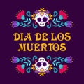 Day of the Dead. Dia de Muertos. Catrina, the garbancera skull, the festive skeleton, Mexican folk flowers, the bony