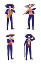 Day of dead fancy costume semi flat color vector character set Royalty Free Stock Photo