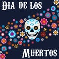 Day of the dead flat style vector illustration. Dia de los Muertos Royalty Free Stock Photo