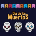 Day of the dead flat style vector illustration. Dia de los Muertos Royalty Free Stock Photo