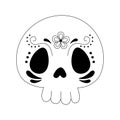 Day of the dead, floral skull flower decoration mexican celebration line style