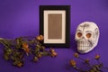 Day of the dead frame portrait with craft skull Royalty Free Stock Photo