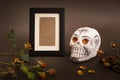 Day of the dead frame portrait with craft skull