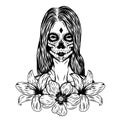 The a day of the dead girl art with the flower