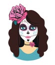 Day of the dead girl. Female character with Mexican Catrina makeup Royalty Free Stock Photo