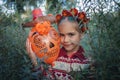 Day of the Dead and Halloween. Cute kids wearing in themed costumes for fun party Royalty Free Stock Photo